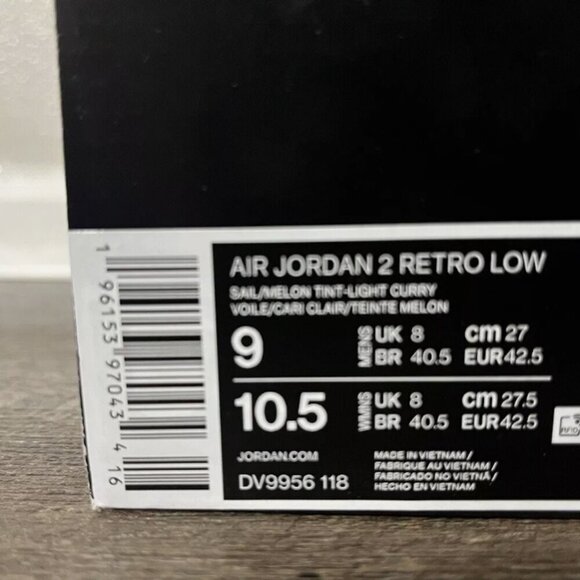 Nike Air Jordan 2 Retro Low Sail/Melon-Light Curry Men’s Size 9 DV9956-118 - Picture 11 of 11